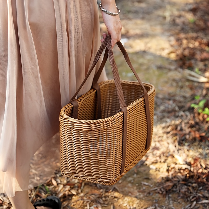 Basket Bag Wicker - Duży, ręcznie tkany kosz do przechowywania
